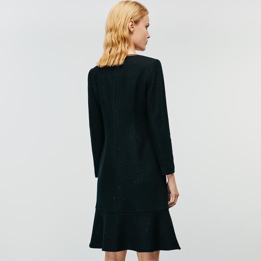 EITIE爱特爱冬季新款气质通勤百搭显瘦V领收腰鱼尾裙摆连衣裙8007720 商品图4