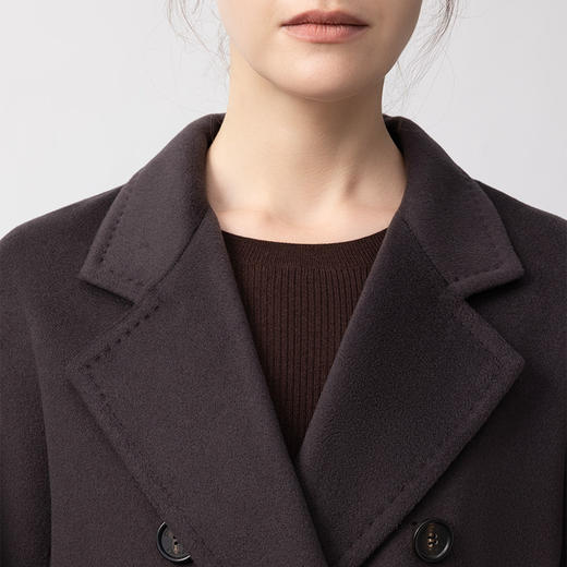东黎 • 小山羊绒女士秋冬经典801双面尼翻领中长款大衣 4594 商品图4