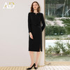 AD黑色气质连衣裙女2025新款秋冬中长款职业工作服开叉西装裙中长 商品缩略图1