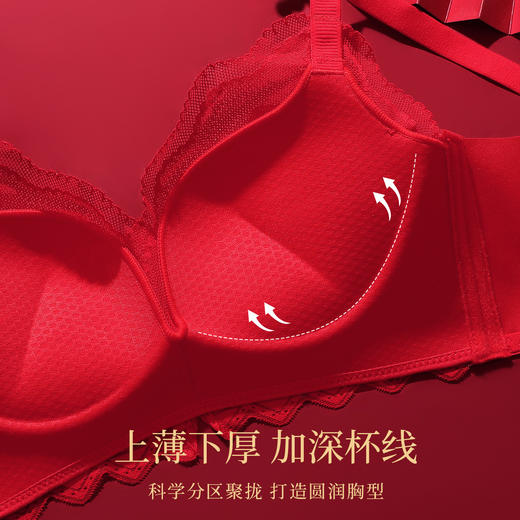 【鸿运套装】小胸聚拢显大红色内衣女金蛇本命年婚嫁喜庆文胸套装清樱暖阳套红 商品图2