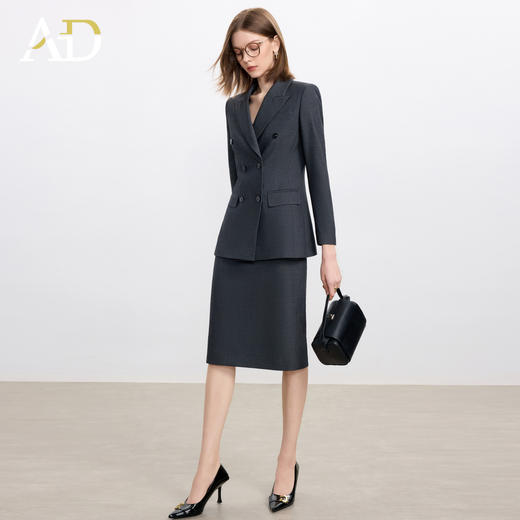AD高级感碳灰色西装套装女2025新款气质名媛范职业装天丝羊毛半裙 商品图2