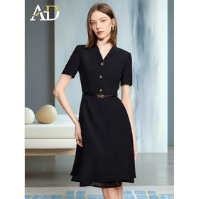 AD高端精致职业装连衣裙女正式场合轻奢双层纱夏季珠宝店工作服