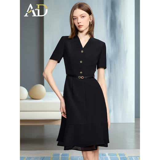 AD高端精致职业装连衣裙女正式场合轻奢双层纱夏季珠宝店工作服 商品图0