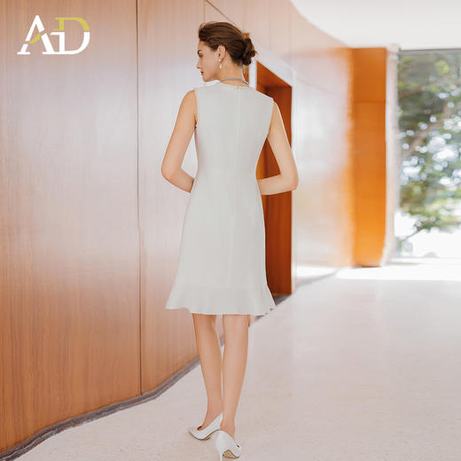 AD巨好看的早秋连衣裙2025新款无袖内搭粗花呢接拼雪纺荷叶边裙子 商品图4