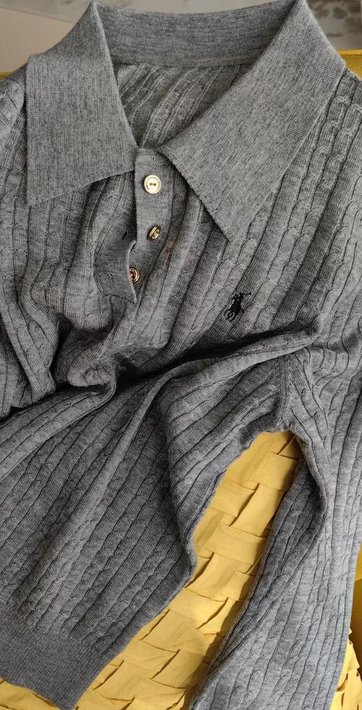 拉夫小拧花超细羊毛含桑蚕丝POLO领毛衫 商品图7