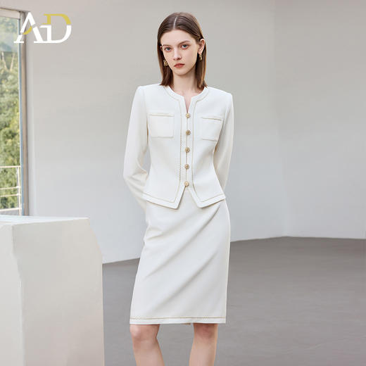 AD气质优雅小香风职业装两件套女高级感秋冬白色西服套装法式名媛 商品图0