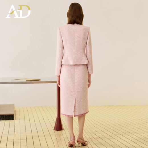 AD粉色小香风套装裙女2025新款秋冬高级感气质名媛高端职业装正装 商品图4