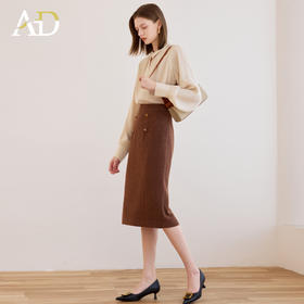 AD2025新款气质蝴蝶结杏色长袖衬衫女法式独特绝美小上衣包臀半裙