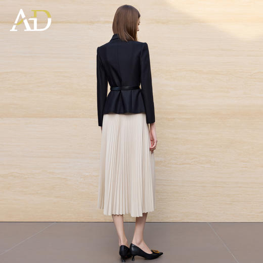 AD简约气质通勤米白色百褶裙职场两件套女2025新款职业装西装套装 商品图4