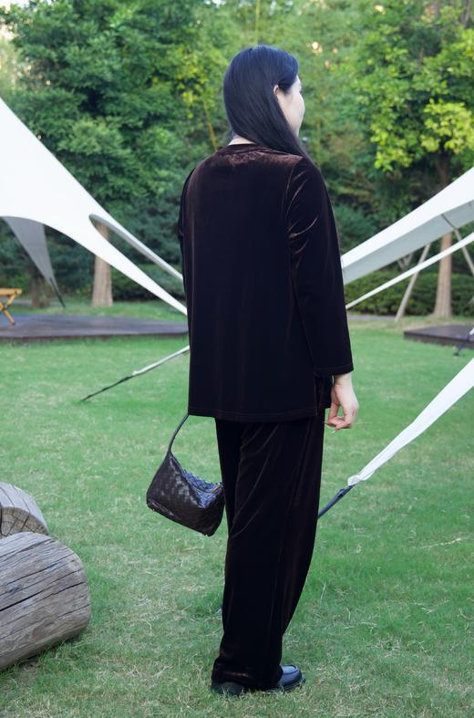 现货，今天发！💫【棕色丝绒套装】高级又有腔调！不起静电，裤子松紧腰。秋冬显贵显瘦第一名！高档气质阔太太感，丝绒套装，洋气高贵两件套，正码正拍 商品图6