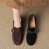 【预售5天】法式头层羊翻皮中跟乐福鞋女秋冬加绒深口单鞋一脚蹬小皮鞋NGMZR&72-231 商品缩略图1