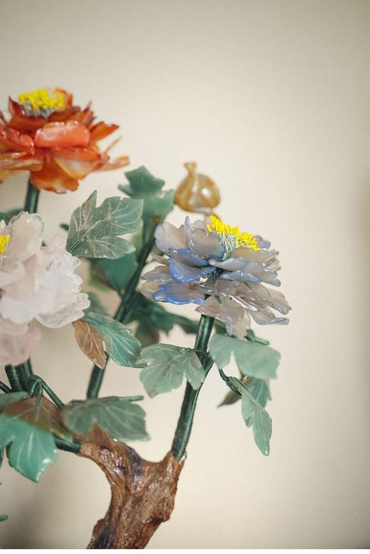 【已售】独角鹿西洋古董 20世纪中国创汇时期出品牵牛花纹样景泰蓝盆装饰珍宝「牡丹」像生盆景 商品图4