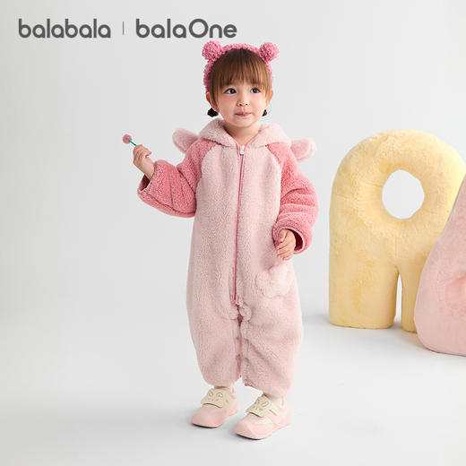 巴拉巴拉balaOne婴儿连体衣秋冬宝宝外出抱衣爬服2025新款绒感萌 商品图1