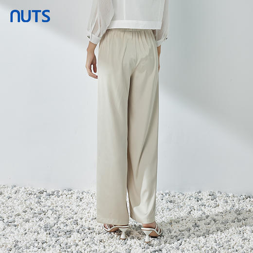 NUTS商场同款夏季纯色简约宽松松紧腰阔腿休闲长裤女325073313 商品图1