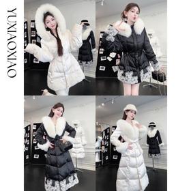 余潇潇【雪国明珠】时尚白鹅绒拼狐狸毛女士长款羽绒服&短款羽绒服