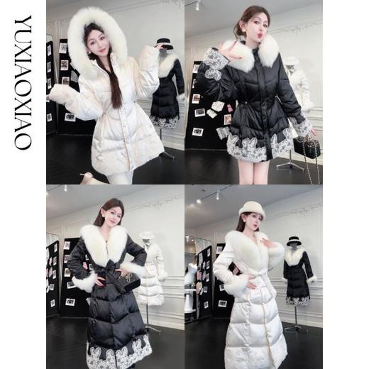 余潇潇【雪国明珠】时尚白鹅绒拼狐狸毛女士长款羽绒服&短款羽绒服 商品图0