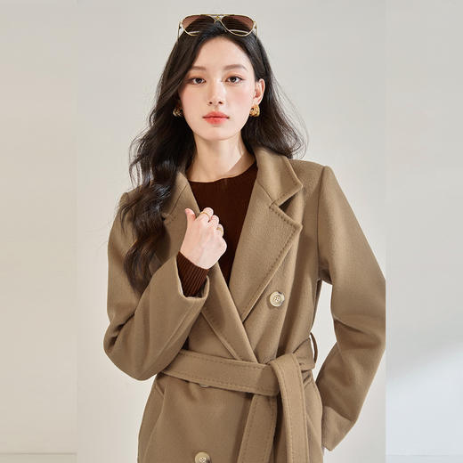 「高货sh」全新升级【铂金会员643/天猫869/差价226】(10116)洛诗琳新款100%羊毛大衣2025秋冬高级感双排扣单面呢大衣 商品图3