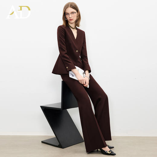 AD安可拉红西装套装女2025新款职业装气质春秋高级感主持人正装裤 商品图3