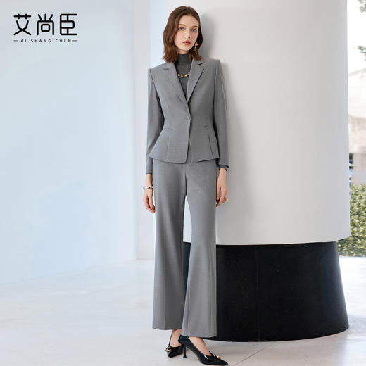 艾尚臣灰色西装套装女冬正式场合端庄套装轻职场通勤穿搭西服外套 商品图1