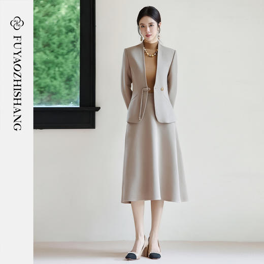 FUYAO扶摇 高级感时尚套装女精致富家千金感小香风醋酸西装两件套 商品图3