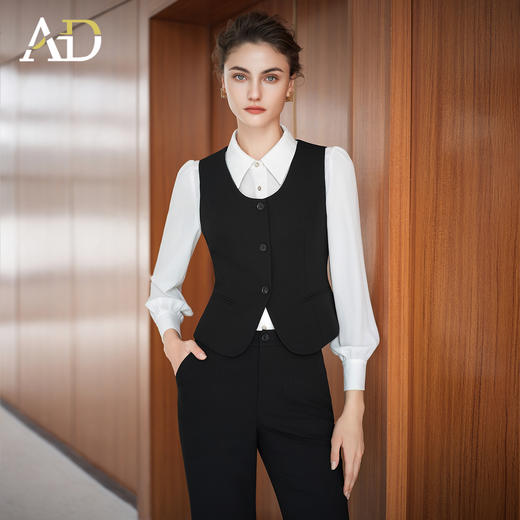 AD黑色西装马甲女2025新款高级感气质名媛高端小个子无袖背心上衣 商品图1