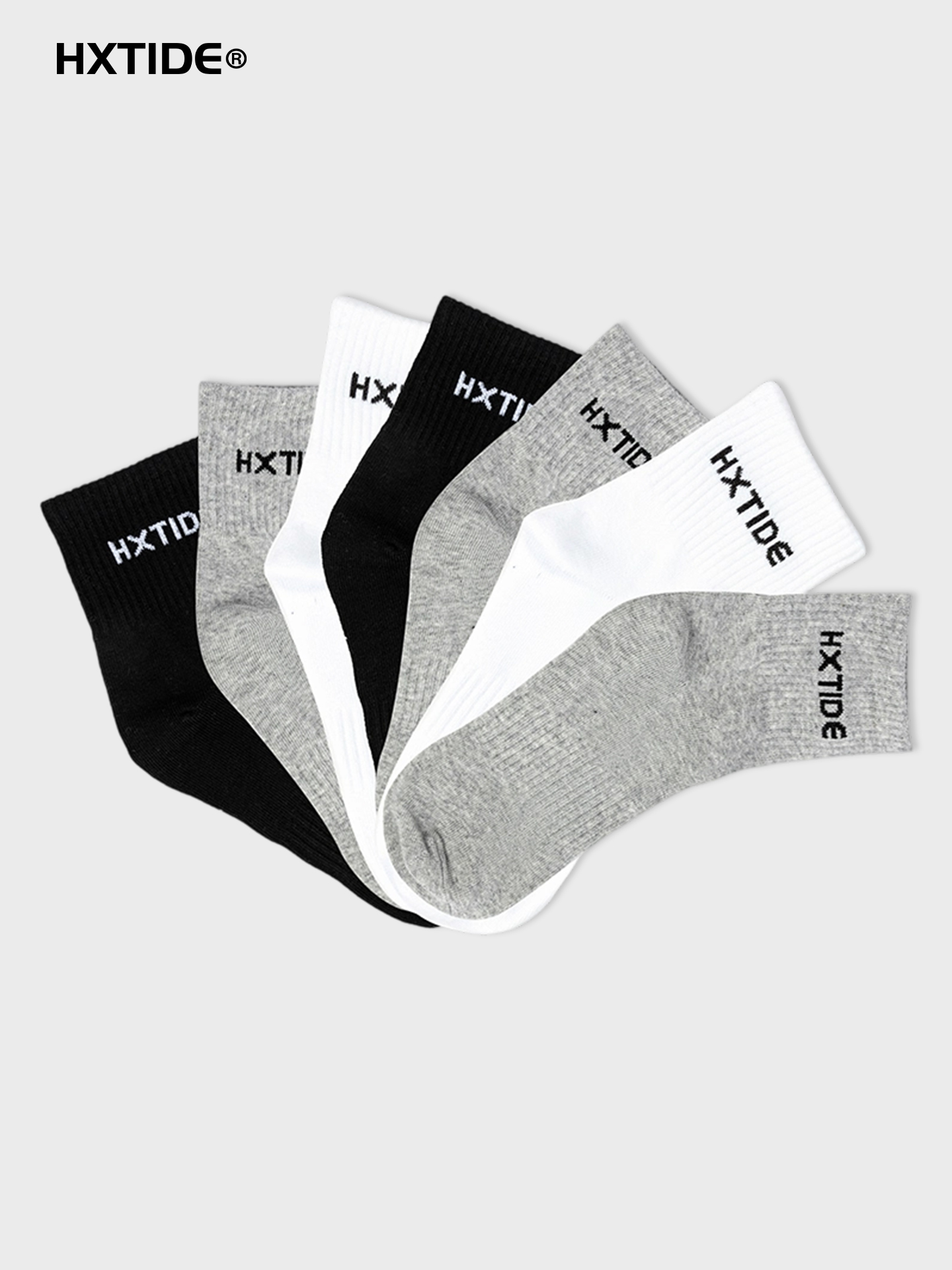 【品牌棉袜】HX 中筒袜7双装/S409450007101（新旧款式及颜色随机发货 不可指定）