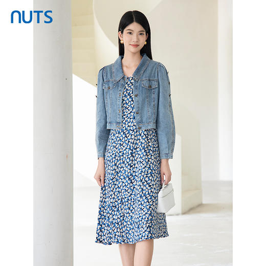 NUTS商场同款春秋季设计感时尚休闲气质A字长袖连衣裙女332103342 商品图0