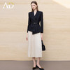 AD简约气质通勤米白色百褶裙职场两件套女2025新款职业装西装套装 商品缩略图1