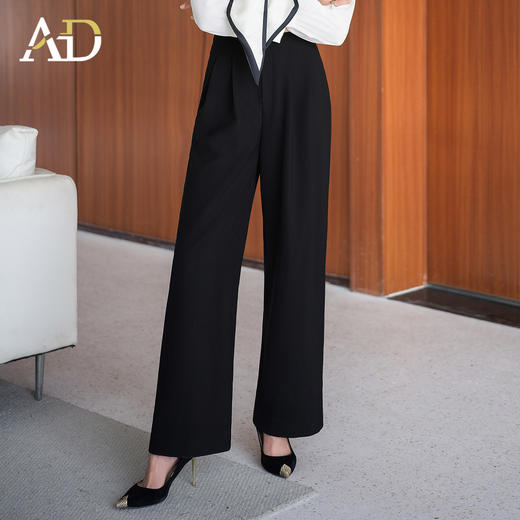 AD黑色休闲西装裤女2025年秋季新款高腰宽松显瘦气质通勤百搭阔腿 商品图2