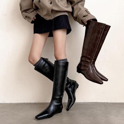 【预售7天】内增高西部牛仔马丁靴女长筒靴秋冬高筒烟管靴复古骑士长靴DYJ&CV1286-1 商品图3