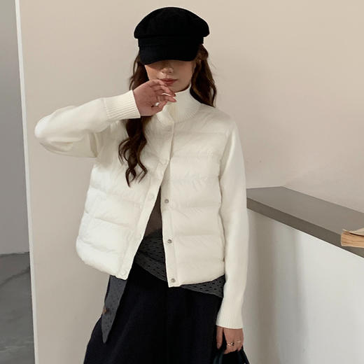 秋冬空气针织棉服 蓬松柔软拼接保暖上衣设计感百搭休闲外套 商品图2