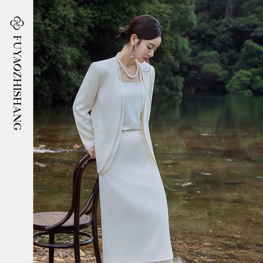 FUYAO扶摇 高级感醋酸西装两件套女秋季新款时尚宽版西服气质穿搭 商品图0