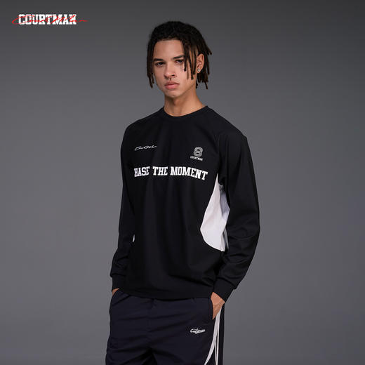 COURTMAN野球帝速干吸湿运动拼接长袖国潮宽松户外休闲情侣装T恤 商品图4