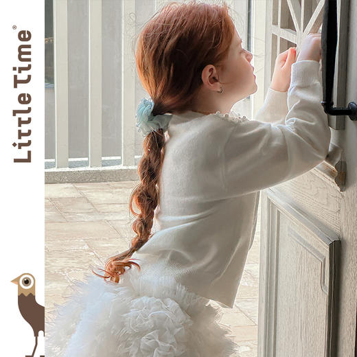 littletime女童毛衣2025秋冬新款儿童洋气繁星珍珠针织开衫女上衣 商品图3