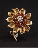独角鹿西洋古董 1940年代出品18k黄金镶嵌黄水晶及钻石「向日葵」主题胸针 商品缩略图1