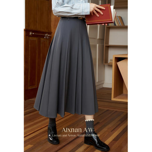 鹿向南「纳西女孩」灰色学院风半身裙2025女装秋冬气质安可雷穿搭 商品图0