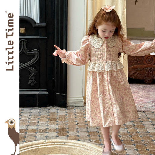 littletime女童连衣裙2025秋冬新款儿童田园碎花娃娃领公主裙 商品图1