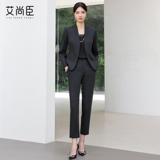艾尚臣2025新款职业套装黑色气质通勤工作服正式场合职场西装套装 商品图3