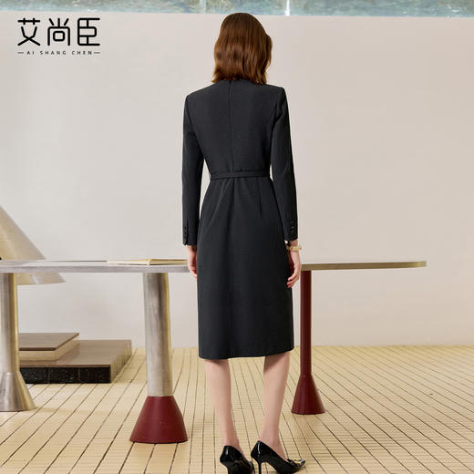 艾尚臣深灰色气质连衣裙女高级感早秋收腰职业套裙气质女神范正装 商品图4