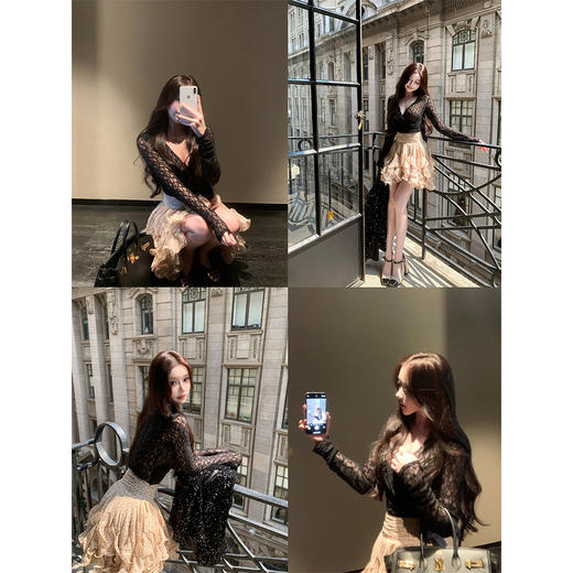 LINCHAOZHANG  【纯欲女神】LT250048 蕾丝打底衫 LB250072 吊带bra 商品图1