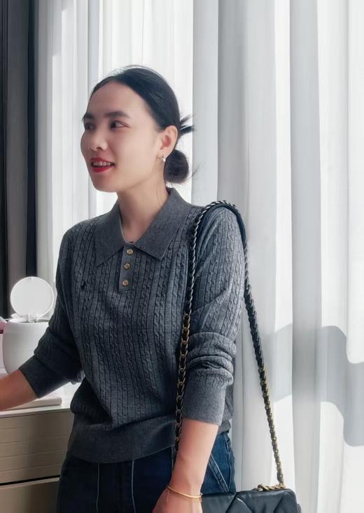 拉夫小拧花超细羊毛含桑蚕丝POLO领毛衫 商品图3