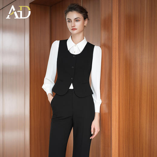 AD黑色西装马甲女2025新款高级感气质名媛高端小个子无袖背心上衣 商品图0