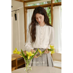 鹿向南「午茶小调」法式木耳领衬衫女2025设计感小众上衣