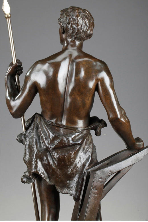 独角鹿西洋古董 1870年代法国雕塑家Ernest Rancoulet创作出品「Work 劳动」主题青铜雕塑 商品图4