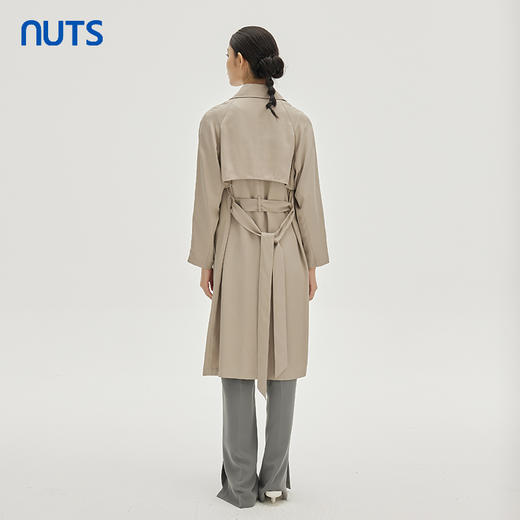 NUTS商场同款春秋纯色韩版简约休闲宽松长款风衣外套女333041049 商品图4