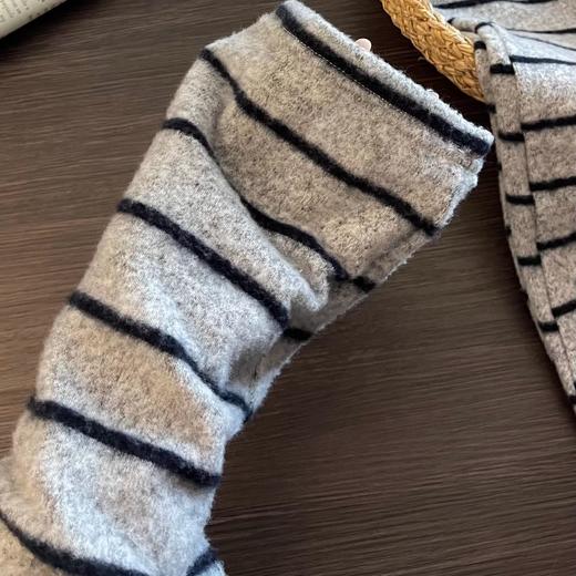 【德绒】睡衣女秋冬季加厚保暖简约条纹磨毛长袖套装可外穿家居服 商品图3