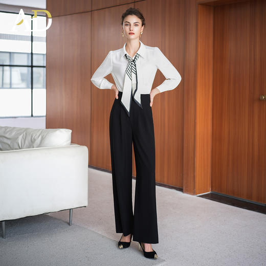 AD秋季套装女装2025新款衬衫女高级感轻奢减龄洋气显瘦西装直筒裤 商品图2