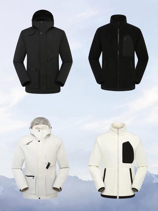 纳趣户外工装三合一冲锋衣情侣款宽松防水保暖登山滑雪服抓绒衣内胆 商品图4