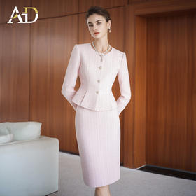 AD法式圆领羊毛长袖套装女2025年新款富家千金西装套装秋冬两件套