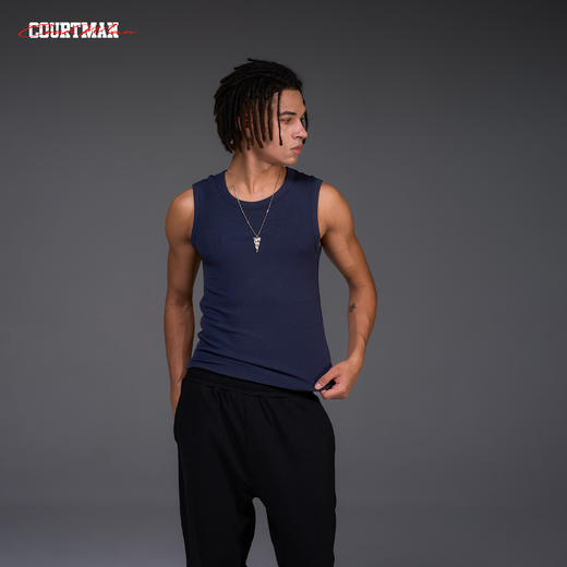 COURTMAN野球帝软糯丝滑螺纹坑条小领口收腰背心立体剪裁百搭单品 商品图4